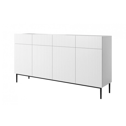 Komoda z szufladami Nicole 200 cm - biały mat / czarne nóżki